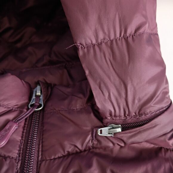 Heatkeep Burgundy Purple Down Puffer Jacket Winter Coat Removable Hood S - Picture 5 of 7